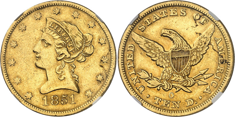 USA
République fédérale (1789 à nos jours) 
10 dollars en or - 1851 O Nouvelle...