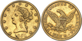 USA
République fédérale (1789 à nos jours) 
10 dollars en or - 1854 O Nouvelle-Orléans 
Petite date. 
Rare. 
16.71g - KM 66.2 
TTB à Superbe - P...