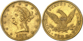 USA
République fédérale (1789 à nos jours) 
10 dollars en or - 1861 Philadelphie 
Magnifique exemplaire. 
16.71g - KM 66.2 
Superbe à FDC - PCGS ...