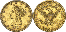 USA
République fédérale (1789 à nos jours) 
10 dollars en or - 1881 O Nouvelle-Orléans 
Bel exemplaire 
Très rare. 
16.71g - KM 102 
Superbe - P...