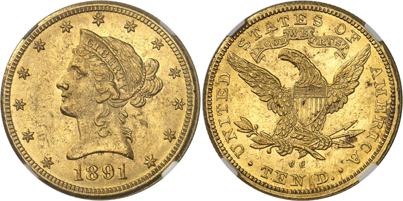 USA
République fédérale (1789 à nos jours) 
10 dollars en or - 1891 CC Carson ...