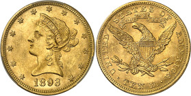 USA
République fédérale (1789 à nos jours) 
10 dollars en or - 1893 Philadelphie 
Magnifique exemplaire. 
16.71g - KM 102 
Pratiquement FDC - PCG...