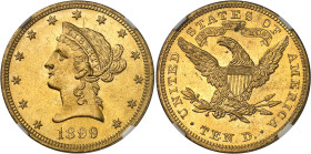 USA
République fédérale (1789 à nos jours) 
10 dollars en or - 1899 Philadelphie 
Magnifique exemplaire. 
16.71g - KM 102 
Pratiquement FDC - NGC...