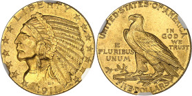 USA
République fédérale (1789 à nos jours) 
5 dollars en or - 1911 Philadelphie 
Magnifique exemplaire. 
8.36g - KM 129 
Pratiquement FDC - NGC M...