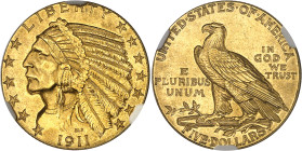 USA
République fédérale (1789 à nos jours) 
5 dollars en or - 1911 Philadelphie 
Magnifique exemplaire. 
8.36g - KM 129 
Pratiquement FDC - NGC M...