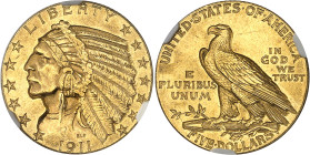 USA
République fédérale (1789 à nos jours) 
5 dollars en or - 1911 Philadelphie 
Magnifique exemplaire. 
8.36g - KM 129 
Superbe à FDC - NGC MS 6...