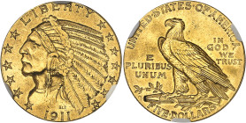 USA
République fédérale (1789 à nos jours) 
5 dollars en or - 1911 S San Francisco 
Bel exemplaire. 
8.35g - KM 129 
Superbe - NGC AU 55