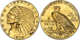 USA
République fédérale (1789 à nos jours) 
2.5 dollars en or - 1928 Philadelphie 
Magnifique exemplaire. 
 4.18g - KM 128 
Pratiquement FDC - PC...