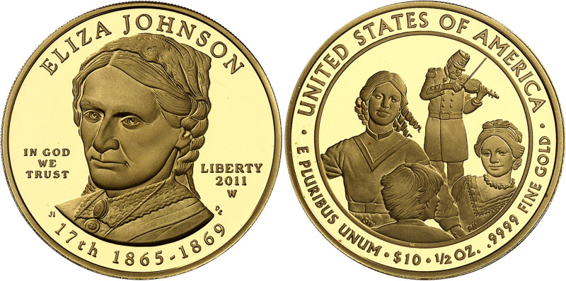 USA
République fédérale (1789 à nos jours) 
Épreuve sur flan bruni en or du 10...