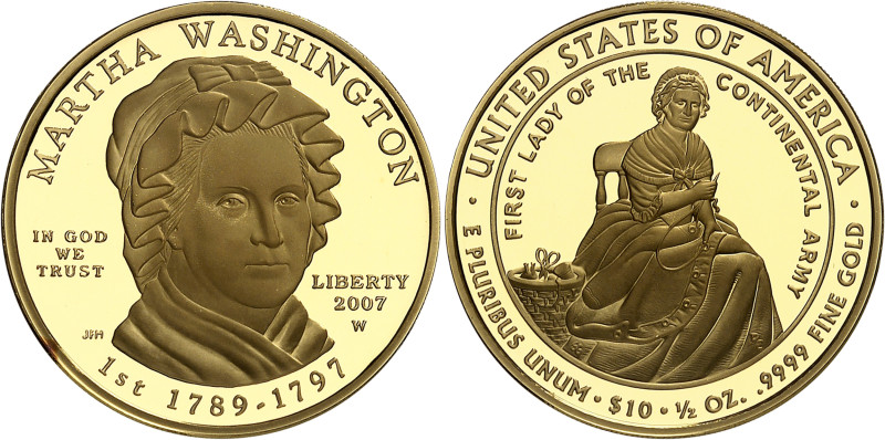 USA
République fédérale (1789 à nos jours) 
Épreuve sur flan bruni en or du 10...