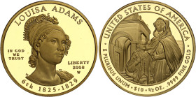 USA
République fédérale (1789 à nos jours) 
Épreuve sur flan bruni en or du 10 dollars "First Spouse" Louisa Adams- 2008 West Point 
Magnifique exe...