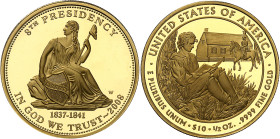 USA
République fédérale (1789 à nos jours) 
Épreuve sur flan bruni en or du 10 dollars "First Spouse" Martin Van Buren - 2008West Point 
Magnifique...