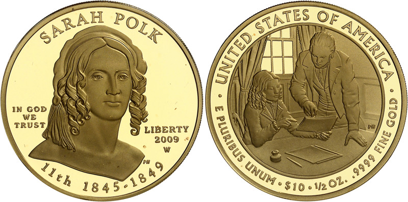 USA
République fédérale (1789 à nos jours) 
Épreuve sur flan bruni en or du 10...