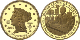 USA
République fédérale (1789 à nos jours) 
Épreuve sur flan bruni en or du 10 dollars James Buchanan - 2011 West Point 
Magnifique exemplaire. 
R...