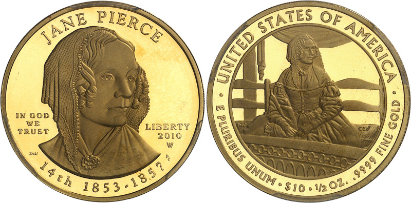 USA
République fédérale (1789 à nos jours) 
Épreuve sur flan bruni en or du 10...
