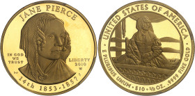 USA
République fédérale (1789 à nos jours) 
Épreuve sur flan bruni en or du 10 dollars "First Spouse" Jane Pierce - 2010 West Point 
Magnifique exe...