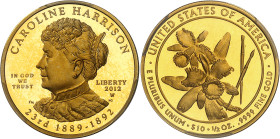 USA
République fédérale (1789 à nos jours) 
Épreuve sur flan bruni en or du 10 dollars "First Spouse" Caroline Harrison - 2012 West Point 
Magnifiq...