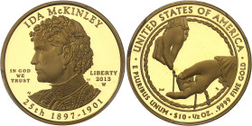 USA
République fédérale (1789 à nos jours) 
Épreuve sur flan bruni en or du 10 dollars "First Spouse" Ida McKinley - 2013 West Point 
Magnifique ex...