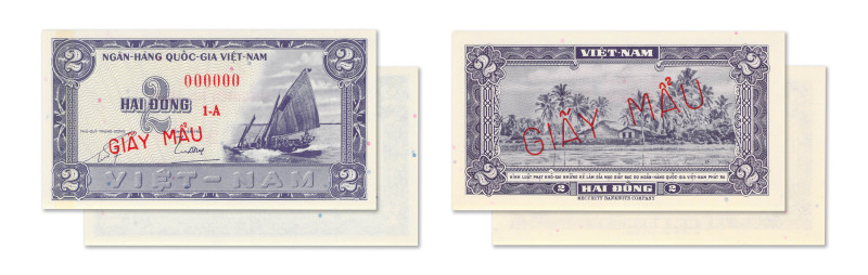 Vietnam (Sud)
Banque Nationale du Vietnam 
Paire de spécimens unifaces du 2 Dô...
