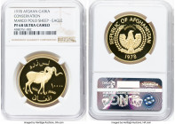 Republic gold Proof "Marco Polo Sheep - Eagle" 10000 Afghanis 1978 PR68 Ultra Cameo NGC, KM982, Fr-43 . Mintage: 181. Conservation Series. A bold Marc...