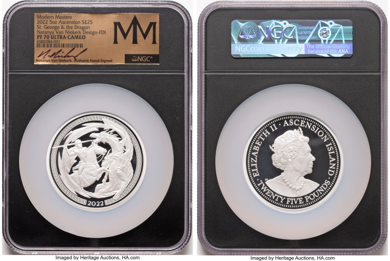 Elizabeth II silver Proof "St. George & The Dragon" 25 Dollars (5 oz) 2022 PR70 ...