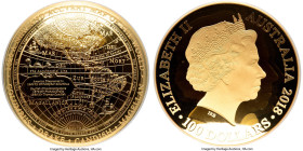 Elizabeth II gold Proof "1626 Map of the World" 100 Dollars (1 oz) 2018 PR70 Deep Cameo PCGS, Royal Australian mint, KM-Unl. A New Map of the World se...