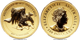 Elizabeth II gold Enhanced Reverse Proof High Relief "Wedge-Tailed Eagle" 100 Dollars (1 oz) 2021-P PR70 NGC, Perth mint, KM-Unl. First Day of Issue. ...