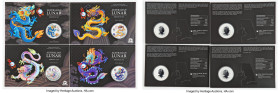 Charles III 4-Piece Lot of Uncertified silver Colorized Dollars (1 oz) 2024 UNC, 1) "Purple Dragon - Year of the Dragon" Dollar 2) "Yellow Dragon -Yea...