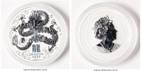 Charles III silver "Year of the Dragon" 8 Dollars (5 oz) 2024 UNC, Perth mint, KM-Unl. P125 (Perth Mint's 125th Anniversary). Effigy of Elizabeth II f...
