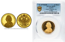Republic gold Specimen "Maria Theresa" Medallic (2 Ducats) ND (c.1970)-KB SP64 PCGS, Kremnitz mint. 6.94gm. The sole representative to be graded by PC...