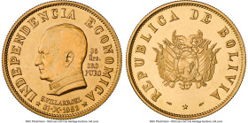 Republic gold "1952 Revolution" 35 Gramos 1952-(a) MS65 NGC, Paris mint, KM-X13, Fr-40. The scarcest and most desirable issue of the 1952 commemorativ...
