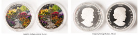 Elizabeth II Pair of Uncertified Colorized Proof "Gate to Enchanted Garden" 30 Dollars 2017 UNC, Royal Canadian mint. Mintage: 5,500. Accompanied by b...