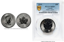 Elizabeth II platinum "Maple Leaf" 50 Dollars (1 oz) 2016 MS69 PCGS, Royal Canadian mint, cf. KM1488 (Silver, 2016 Unlisted). HID09801242017 © 2024 He...