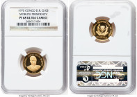 Democratic Republic gold Proof "Mobutu Presidency" 10 Sengis 1970 PR68 Ultra Cameo NGC, Valcambi mint, KM10. Mintage: 1,000. From the Globus Collectio...
