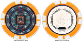 Satori plastic Loaded (Unredeemed) "Poker Chip - Orange" 0.001 Bitcoin (BTC) ND (2016) MS70 PCGS, Ahonen-246. Serial #017349 (pre-fork). Firstbits: 1A...