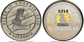Lealana nickel-plated brass Loaded (Unredeemed) 1 Litecoin (LTC) 2013 MS67 NGC, Ahonen-pg 199. Total Issued: 2,000. Type PF. 30mm. Black address. Seri...