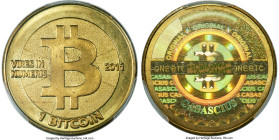 Casascius brass "Casascius" Loaded (Unredeemed) 1 Bitcoin (BTC) 2011 MS65 PCGS, Ahonen-pg 92. Total Issued: 1,644. Series 2. Type PF. 28.5mm. Firstbit...