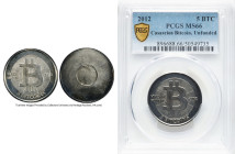 Casascius nickel-plated brass Unloaded (Unfunded) "Bitnickel" Blank 5 Bitcoin (BTC) 2012 MS66 PCGS, cf. Ahonen-pg 97 (for the loaded 5BTC). Type DIY. ...