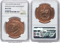 Republic copper "40th Anniversary - Attack on Moncada Barracks" Peso 1993 MS67 Red NGC, Havana mint, KM397.1. Struck to celebrate the 40th anniversary...
