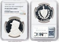 Republic silver Proof "Moncada - 40th Anniversary" 10 Pesos (1 oz) 1993 PR68 Ultra Cameo NGC, Havana mint, KM398. HID09801242017 © 2024 Heritage Aucti...