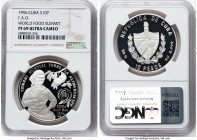 Republic silver Proof "FAO World Food Summit" 10 Pesos 1996 PR69 Ultra Cameo NGC, Havana mint, KM588, Aledon-684. Tied for the highest grade on the NG...
