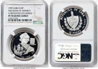 Republic silver Proof "Christopher Columbus - Discovery of America" 10 Pesos 1999 PR70 Ultra Cameo NGC, Havana mint, KM755. Mintage: 1,950. HID0980124...