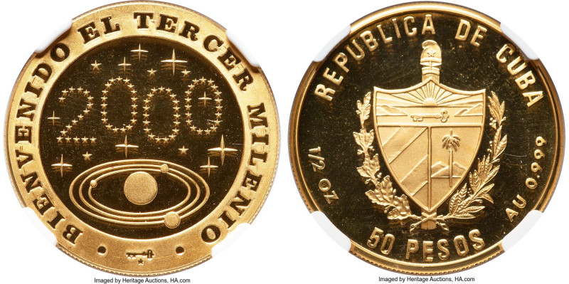 Republic gold Proof "Solar System - Welcome New Millennium" 50 Pesos (1/2 oz) 20...