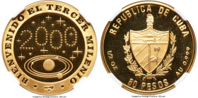 Republic gold Proof "Solar System - Welcome New Millennium" 50 Pesos (1/2 oz) 2000 PR68 Ultra Cameo NGC, Havana mint, KM706. Eye-catching and crisp de...