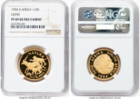 Republic gold Proof "Lions" 1/2 Ounce 1994 PR69 Ultra Cameo NGC, Pretoria mint, KM191. Natura - Lion Series. From the Globus Collection HID09801242017...