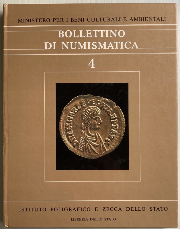 AA.VV. Bollettino di Numismatica No.4, Serie I. 1985. Ministero per i Beni Cultu...