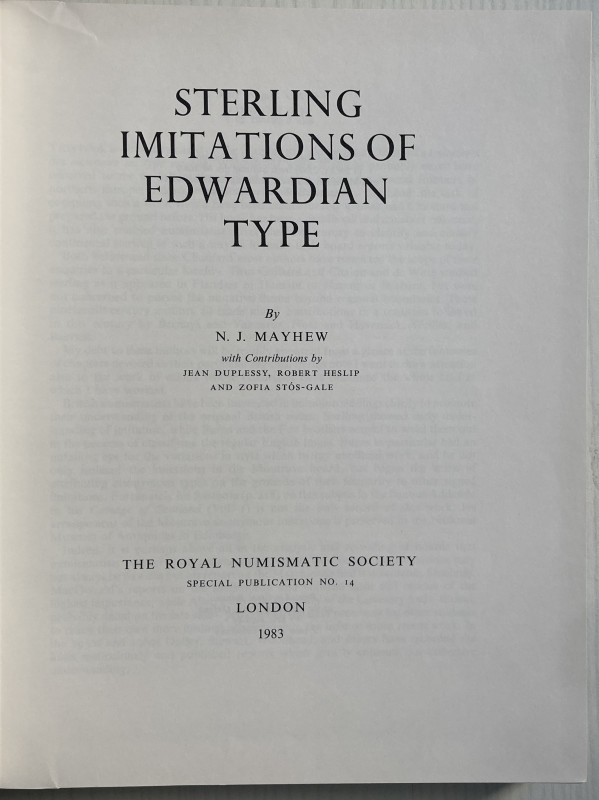 Mayhew N.J. Sterling Imitations of Edwardian Type. London 1983. Tela ed. pp. 271...