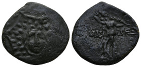PAPHLAGONIA. Amastris. (circa 105-63 BC).
AE Bronze (23mm 6,7g)
Obv: Aegis with Gorgon's head at center
Rev: AMAΣ-TPEΩΣ, Nike advancing right, hold...