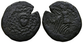 PONTOS. Amisos. Time of Mithradates VI Eupator. (Circa 85-65 BC).
AE Bronze (21,9mm 7,1g)
Obv: Aegis facing.
Rev: AMIΣOY. Nike advancing right with...