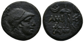 PONTOS. Amisos. (Circa 111-105 or 95-90 BC). Struck under Mithradates VI Eupator
AE Bronze (20,5mm 8,1g)
Obv: Helmeted head of Ares right.
Rev: AMI...